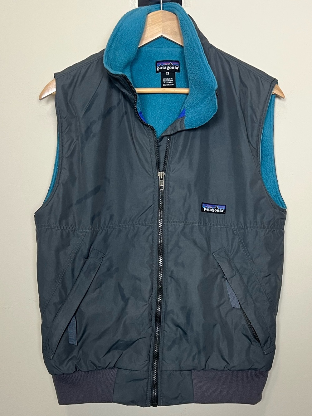 Vintage Patagonia Shelled Synchilla Fleece-Lined Vest XS Gray Blue Size XS